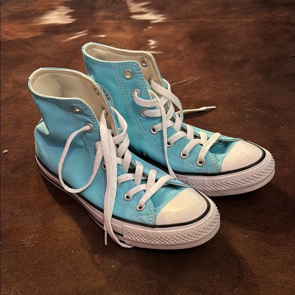 Converse Blue and White High-Top Sneakers